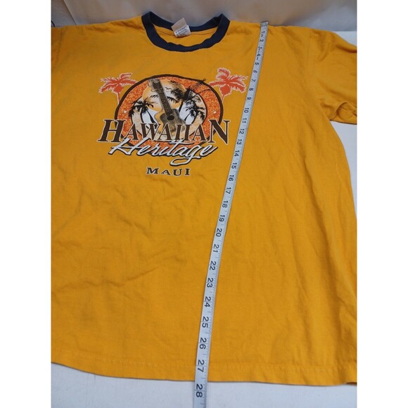 Vtg Hawaiian Heritage Maui Guitar coconut palms Orange Size 2X - Picture 7 of 9